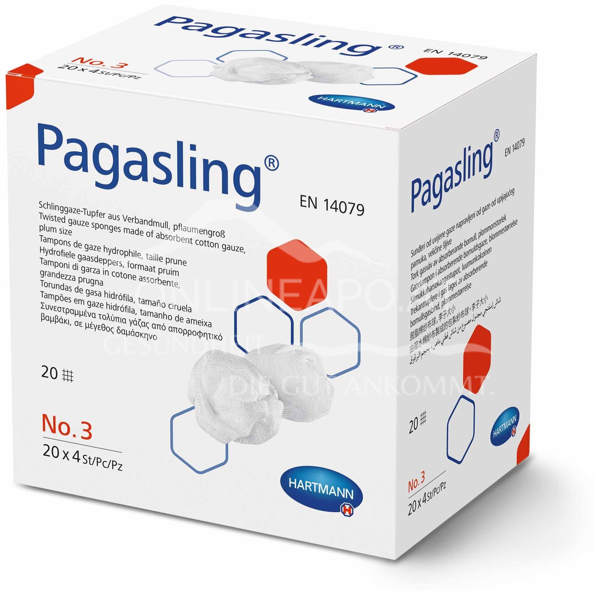 Pagasling® sling gauze swabs made of sterile gauze, size 3 - plum-sized, 20 x 4 pieces