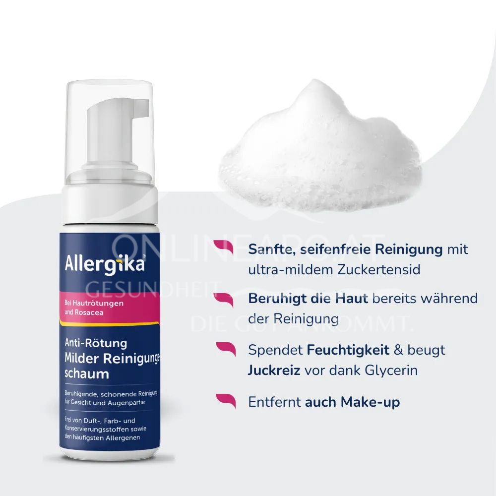 Allergika Anti-Redness Mild Cleansing Foam | for rosacea & reddened skin