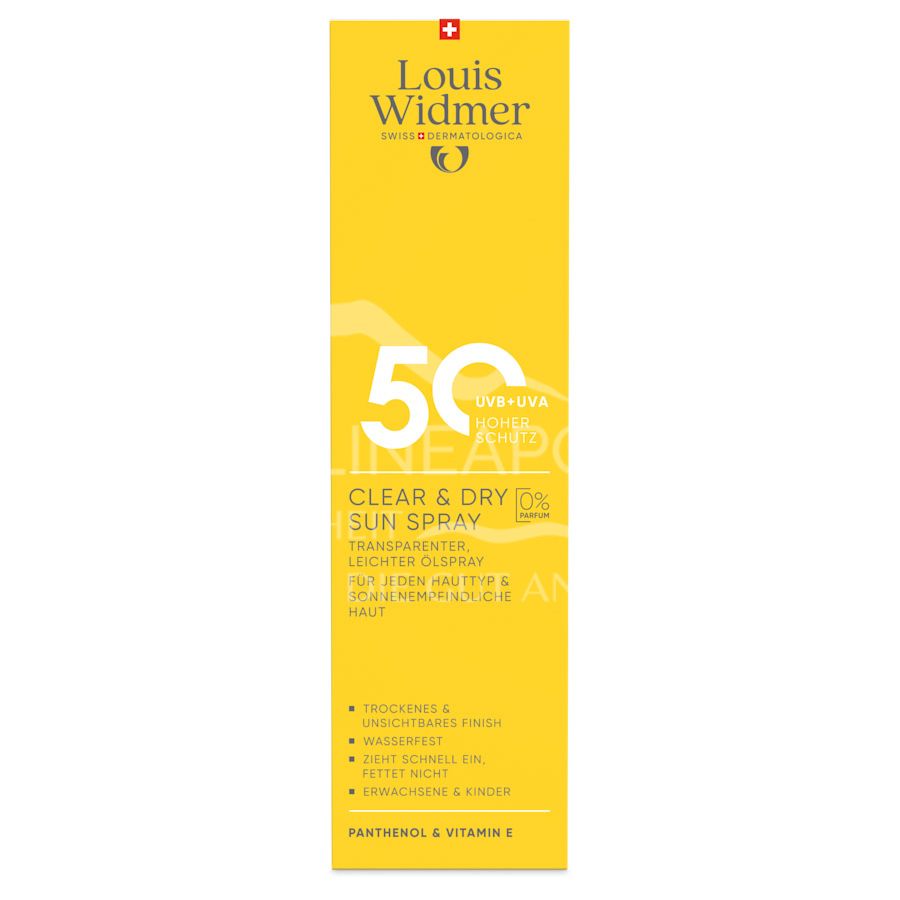 Louis Widmer suncare Clear & Dry Sun Spray 50 - Transparenter, leichter Ölspray - ohne Parfum