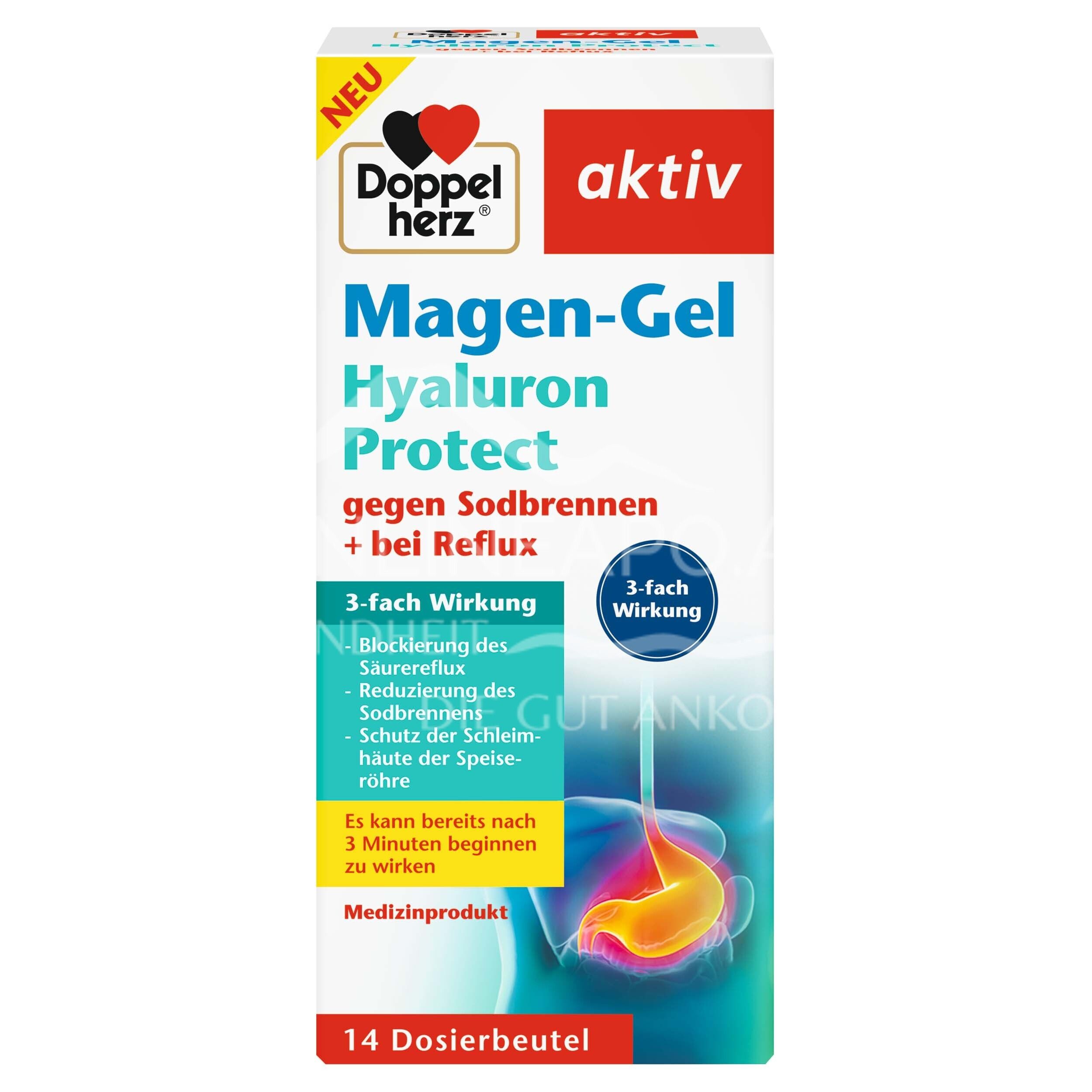 Doppelherz aktiv Magen-Gel Hyaluron Protect gegen Sodbrennen + bei Reflux Portionsbeutel