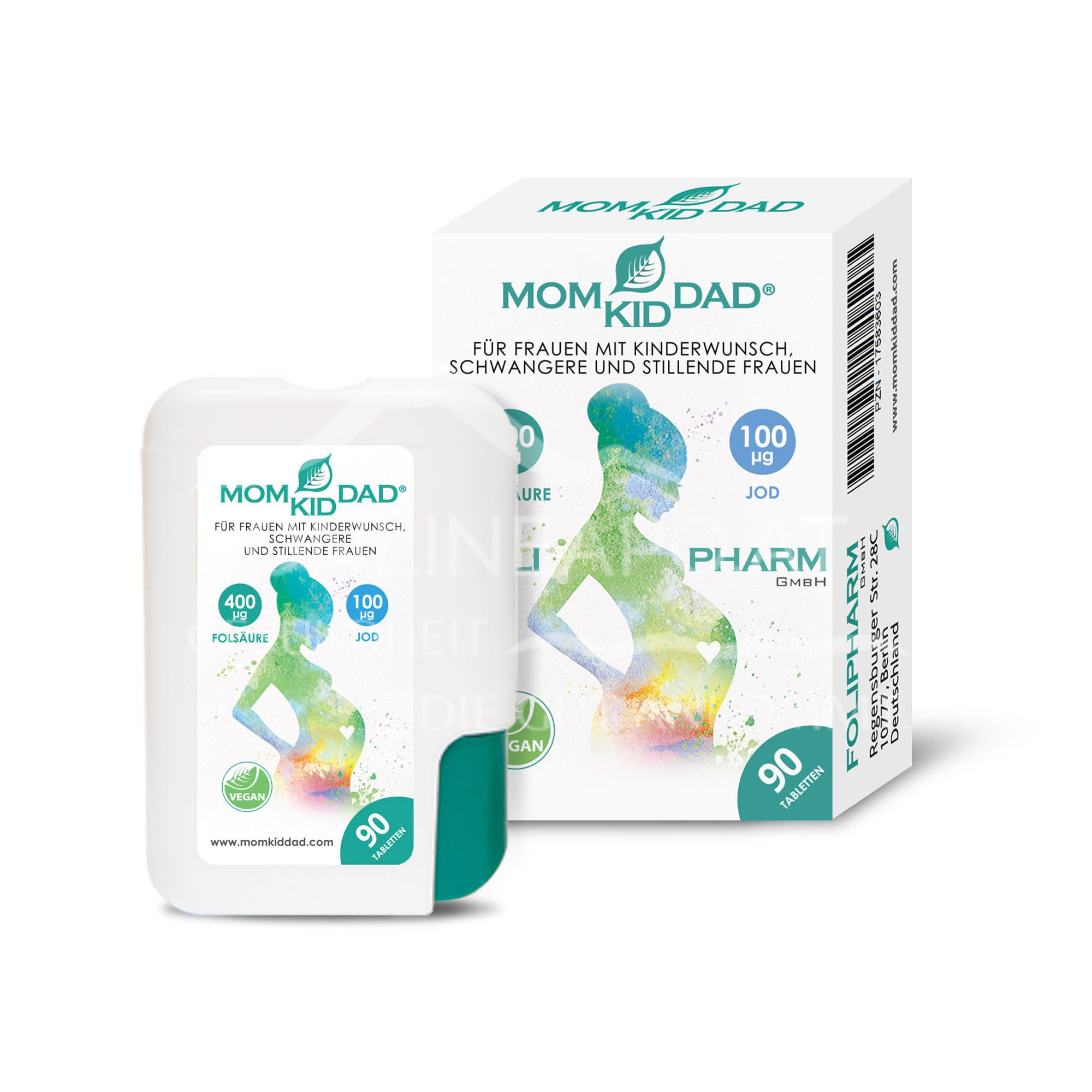 MomKidDad Tabletten - Folsäure und Jod für Frauen mit Kinderwunsch, Schwangere und stillende Frauen