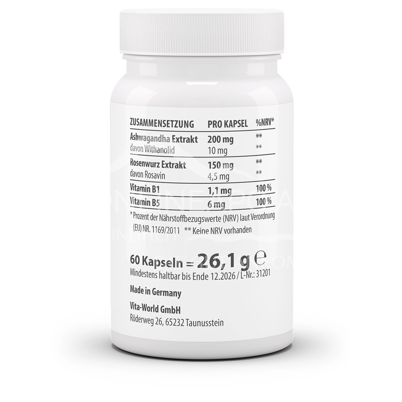 Vitaworld Ashwagandha Rosenwurz Komplex Kapseln