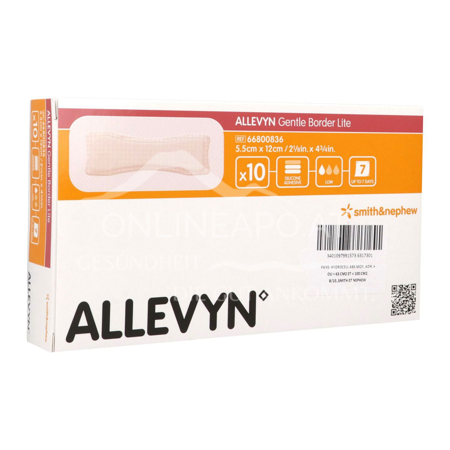 ALLEVYN GENTLE BORDER LITE adhesive silicone foam dressing sterile, 5 x 5 cm