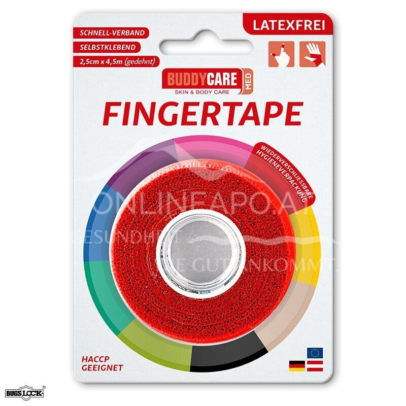 BUDDYCARE® MED Fingertape Rot 2,5 cm x 4,5 m