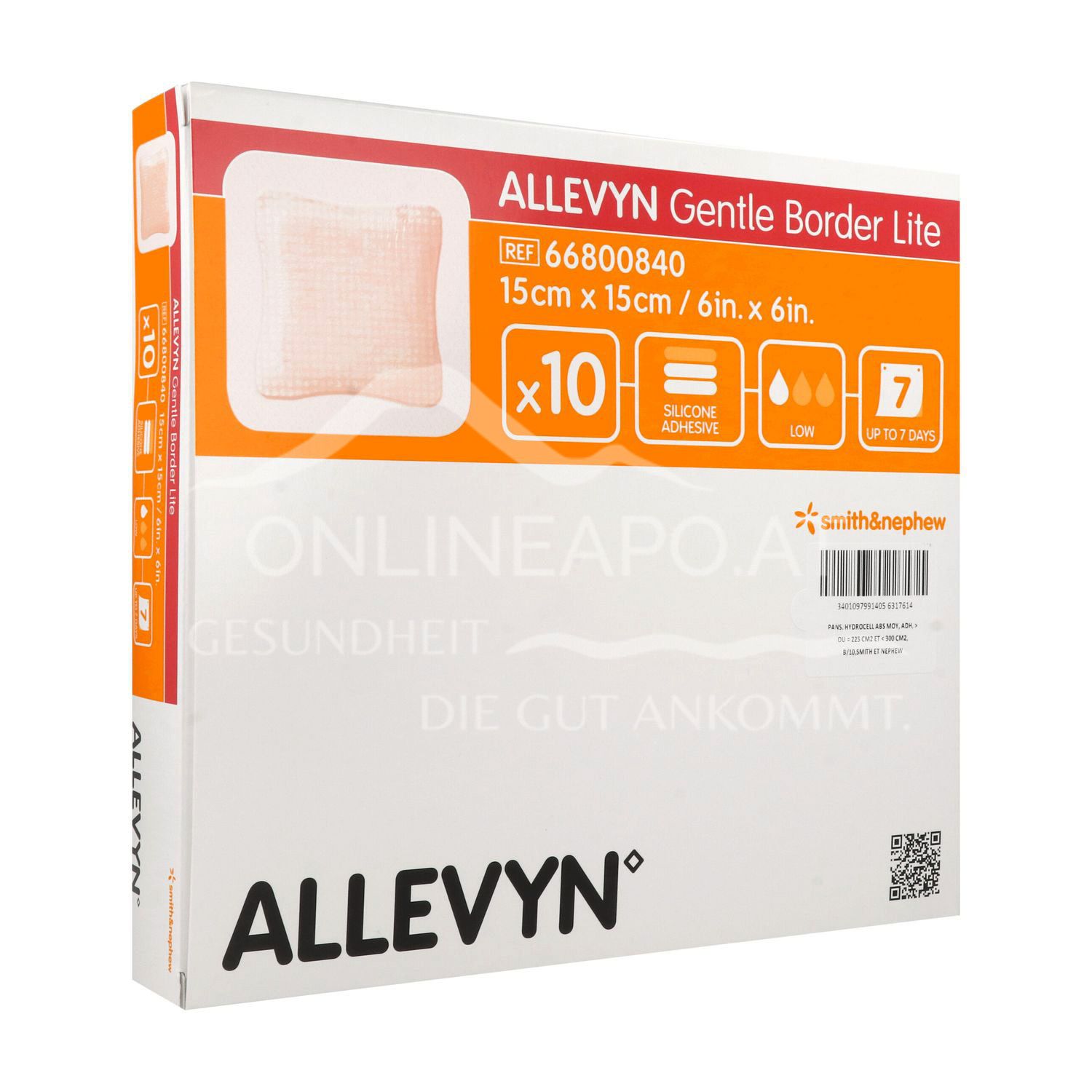 ALLEVYN GENTLE BORDER LITE adhesive silicone foam dressing sterile, 5 x 5 cm