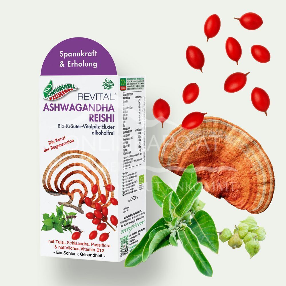 Organic Naturvital Florian Revital Ashwagandha Reishi Organic Herbal Vital Mushroom Elixir