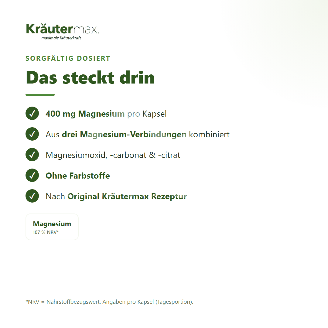 Kräutermax Magnesium 400 mg Kapseln