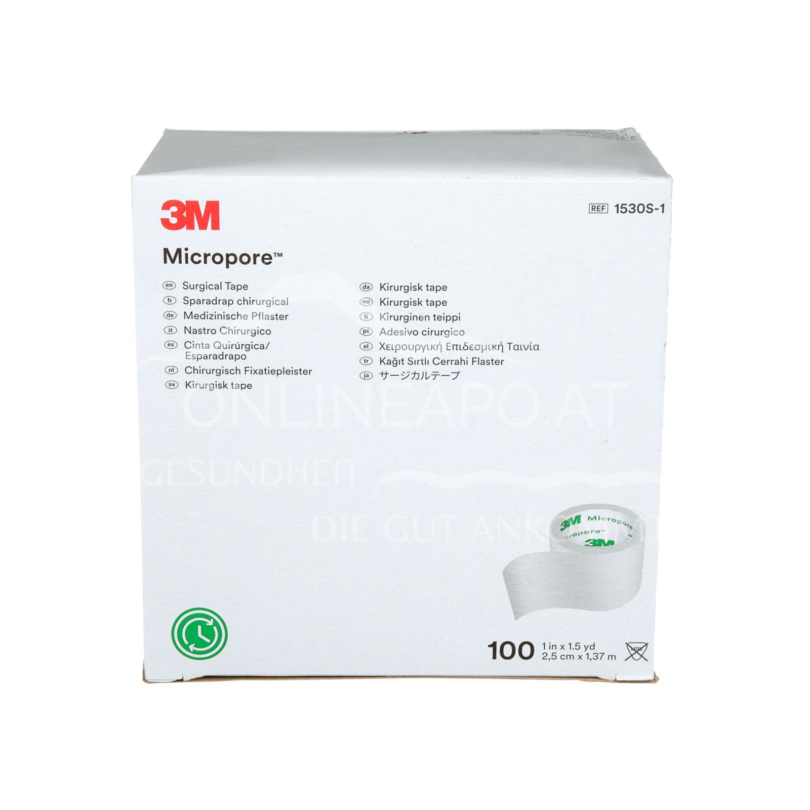 3M™ Micropore™ non-woven plaster, 1530S-1, 2.5 cm x 1.37 m