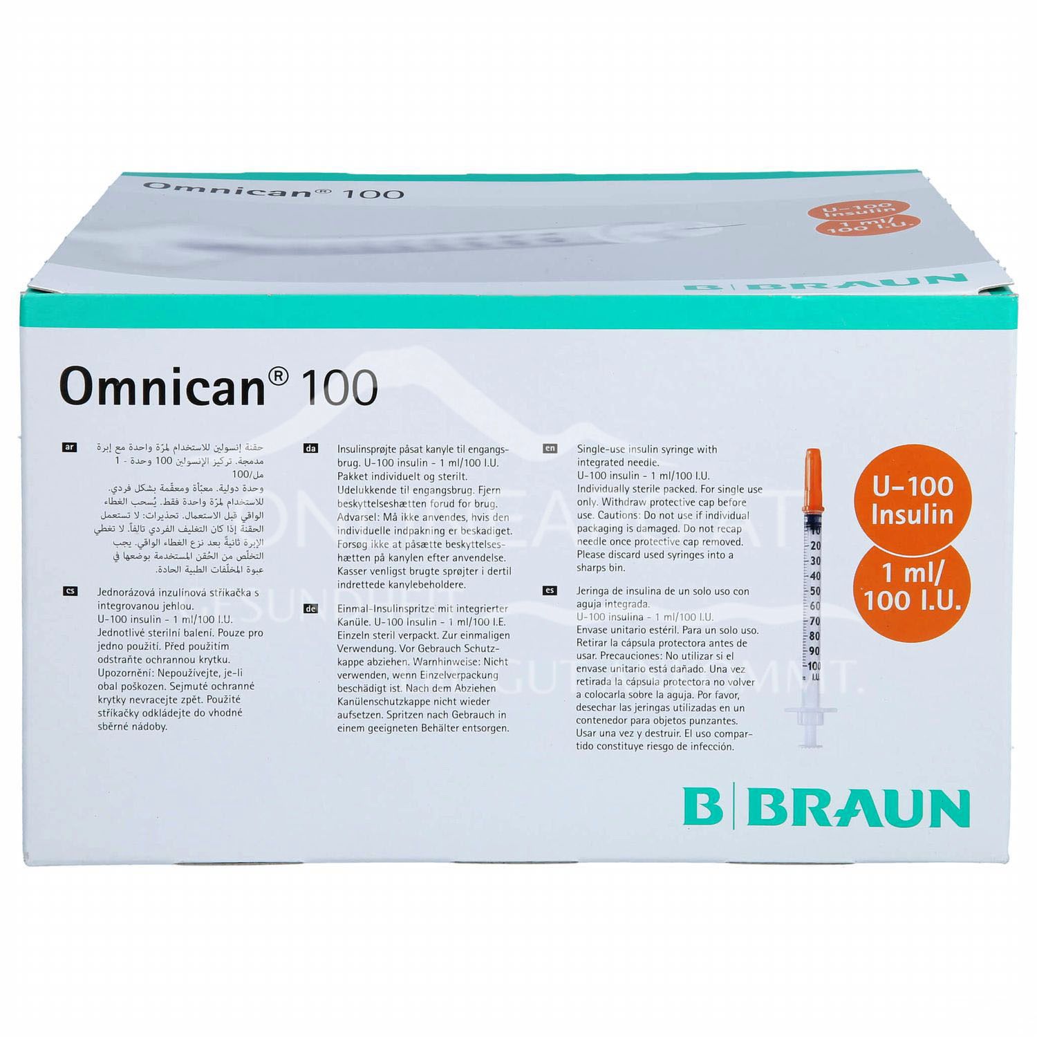 Omnican® 100 Insulin-Einmalspritzen für U100-Insulin, mit Kanüle G30 Ø 0,30 x 8 mm, 1 ml