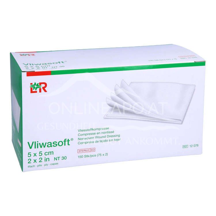 Vliwasoft® Vliesstoffkompressen, steril, 4-lagig, 5 x 5 cm, 75 x 2 Stück