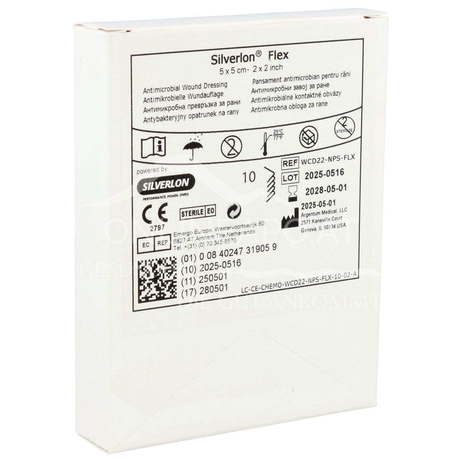 Silverlon® Flex Antimicrobial Wound Dressing sterile, 5 x 5 cm