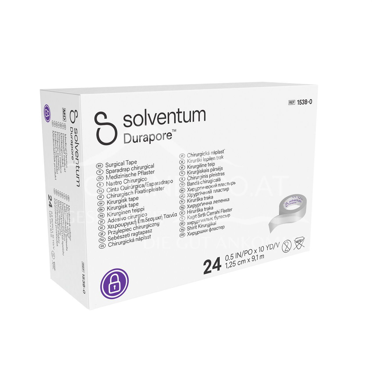 Solventum™ Durapore™ Kunstseidenpflaster, 1538-0, 1,25 cm x 9,1 m