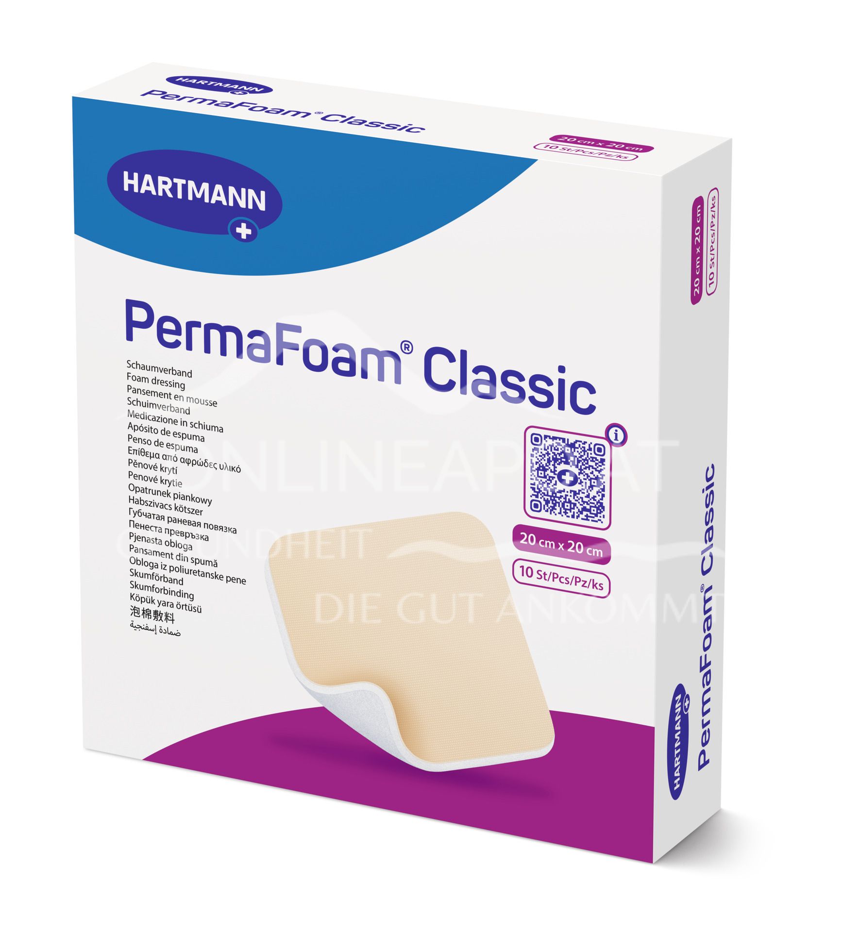 PermaFoam® Classic Polyurethan-Schaumverband steril, 20 x 20 cm
