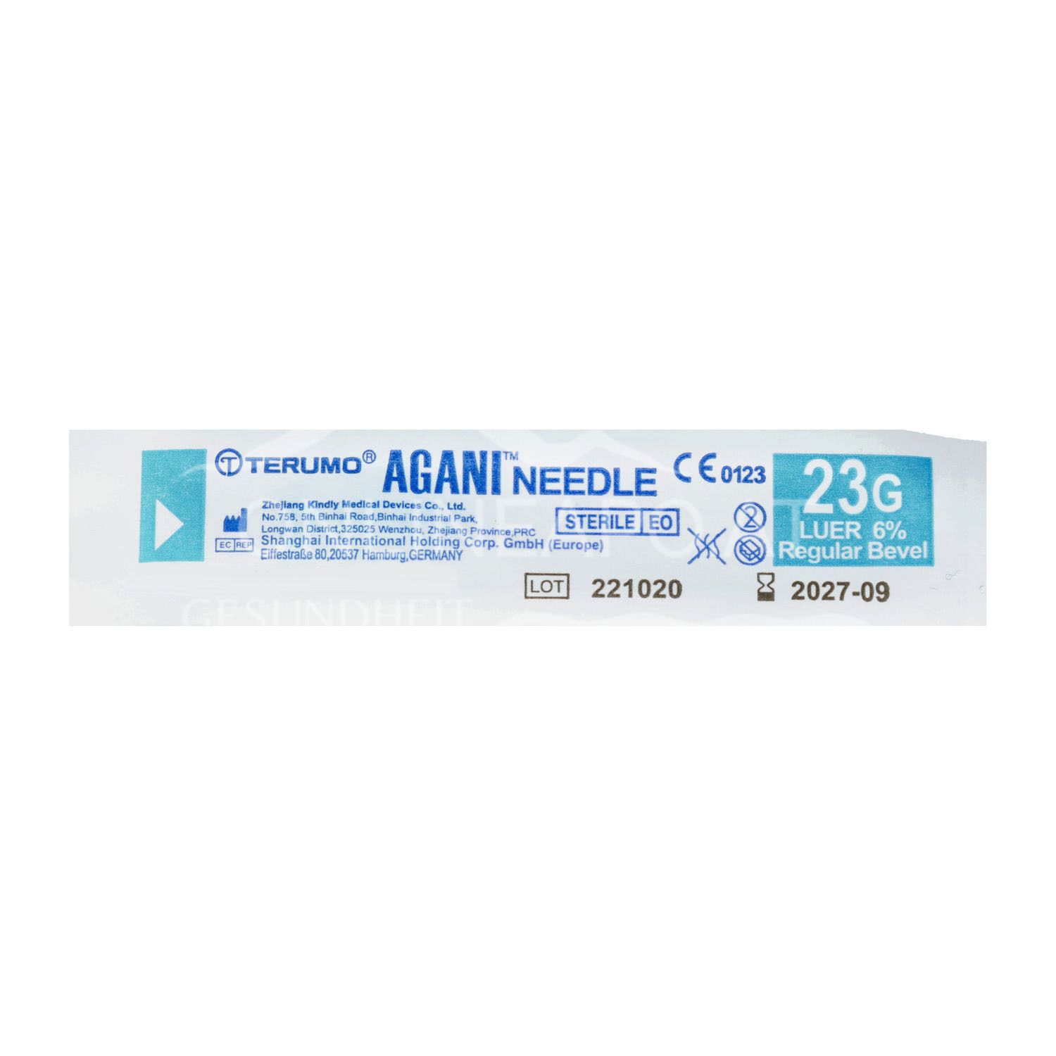 Terumo® Agani™ disposable cannula 23G x 5/8", Ø 0.6 x 16 mm, blue