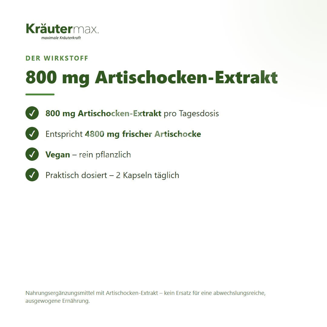 Kräutermax Artischockenextrakt 800 mg Kapseln