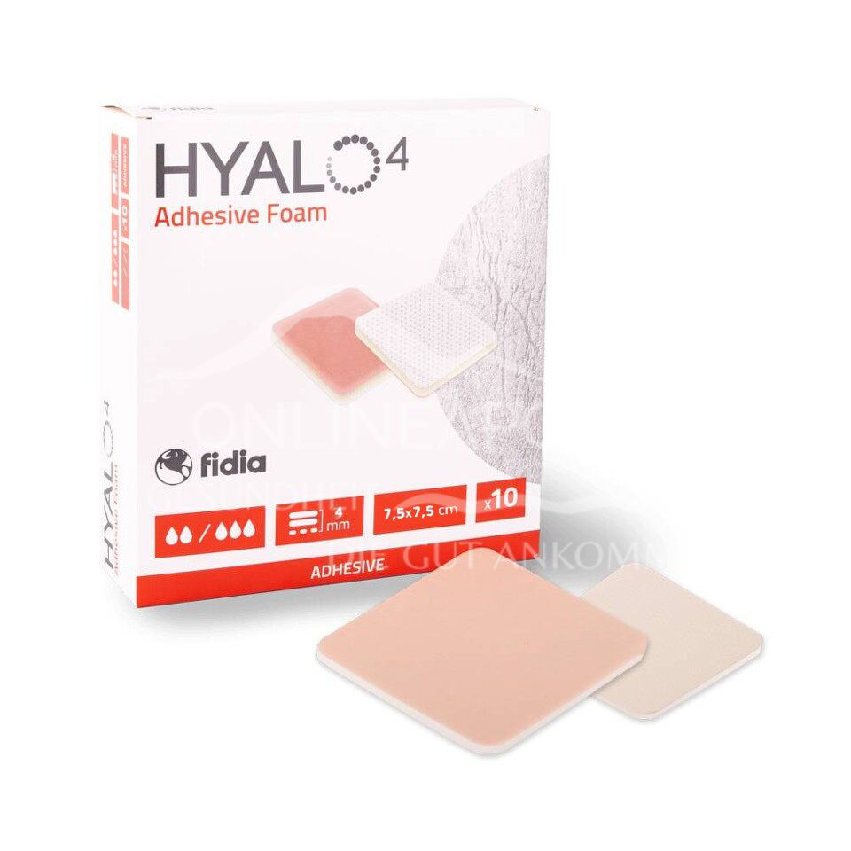 fidia HYALO4 Adhesive Klebender Silikon-Schaumverband steril, 7,5 x 7,5 cm