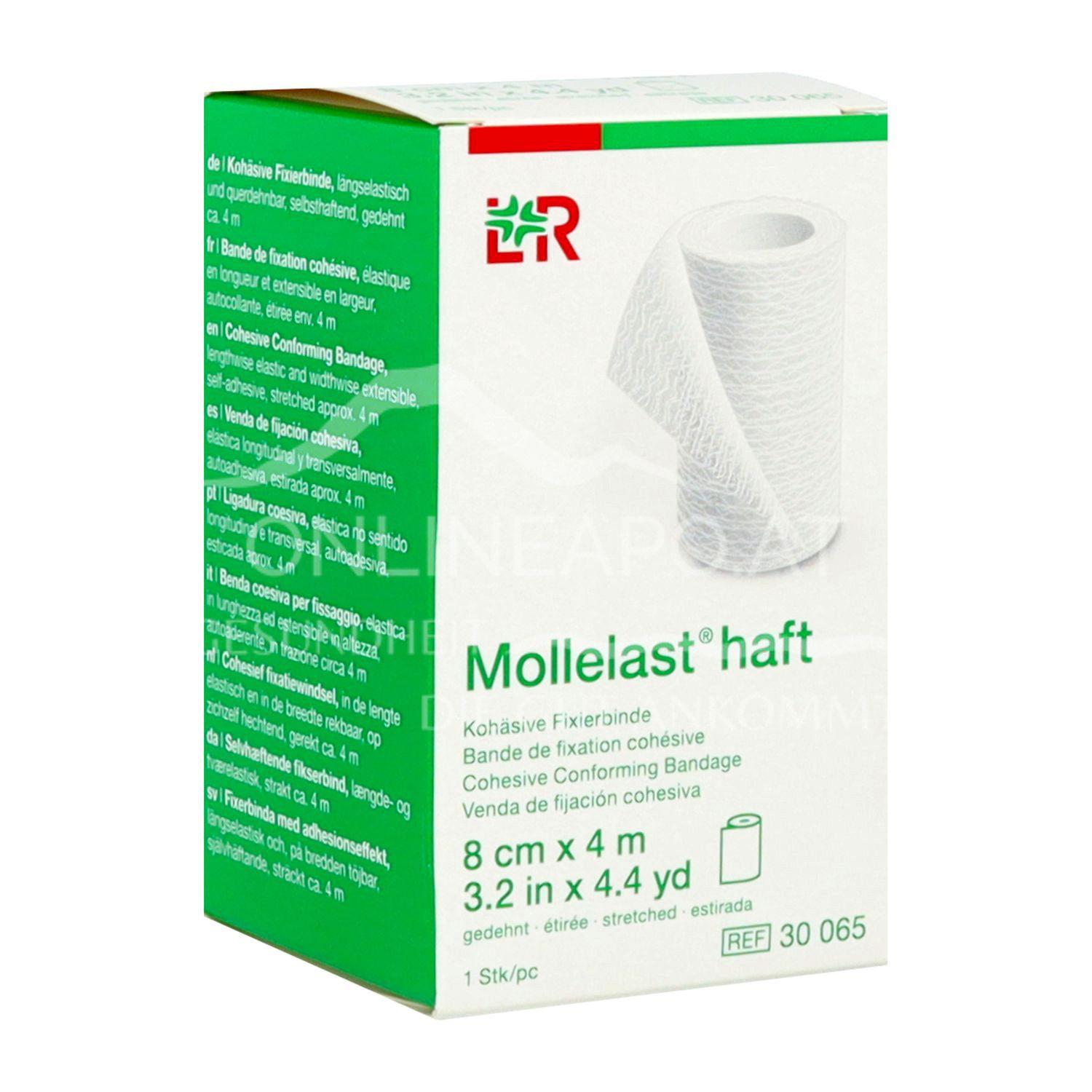 Mollelast® haft Cohesive bi-elastic fixation bandage white, 8 cm x 4 m