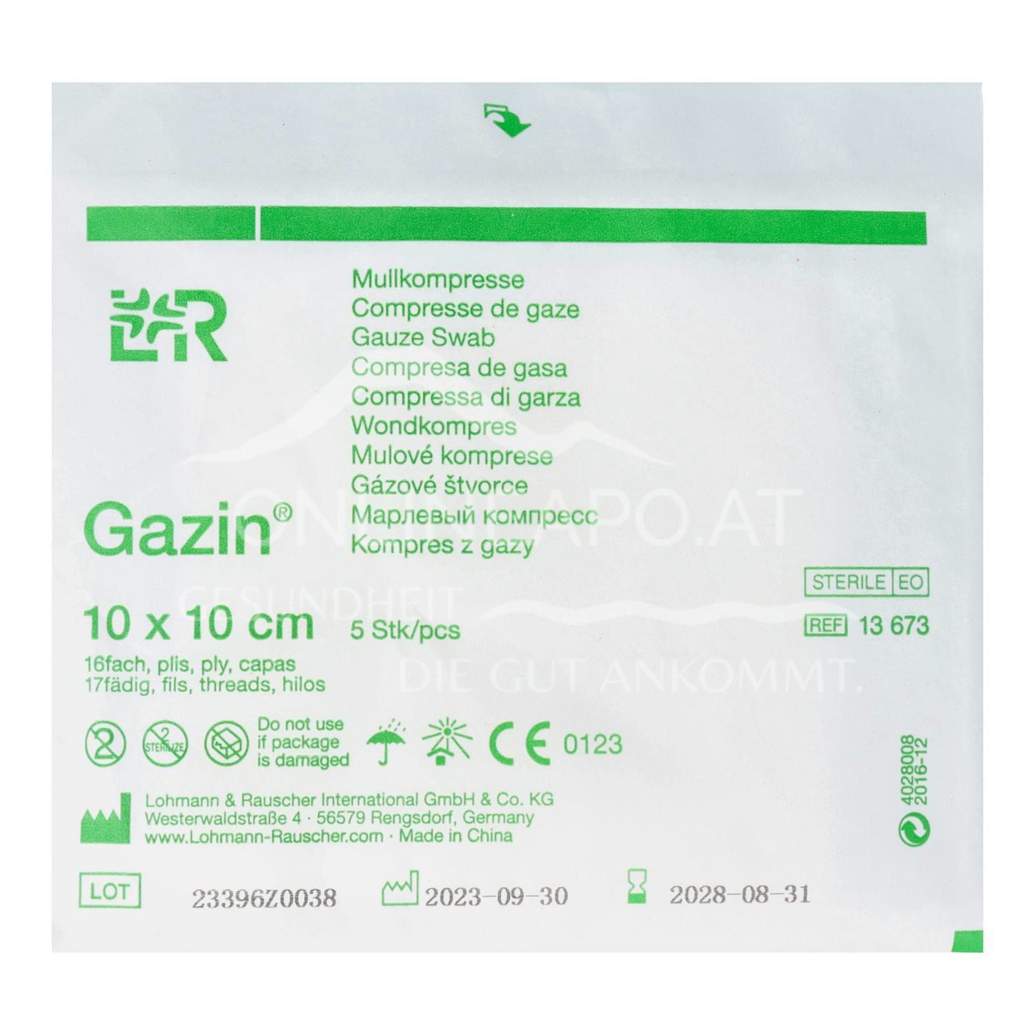 Gazin® Mullkompressen steril, 16-fach, 17-fädig, 10 x 10 cm