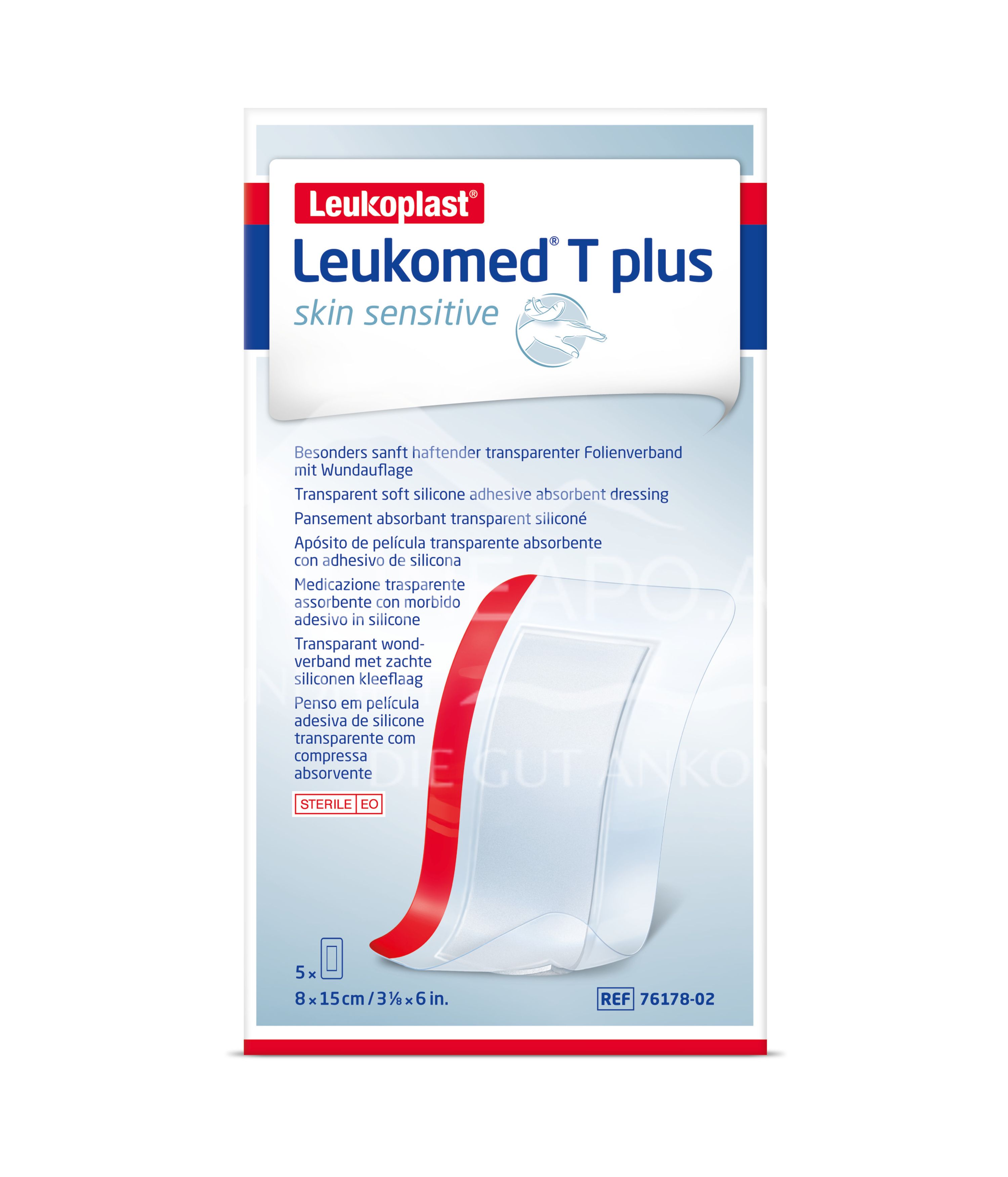 Leukomed ® T plus skin sensitive transparenter Folienverband mit Wundauflage 8 x 15 cm