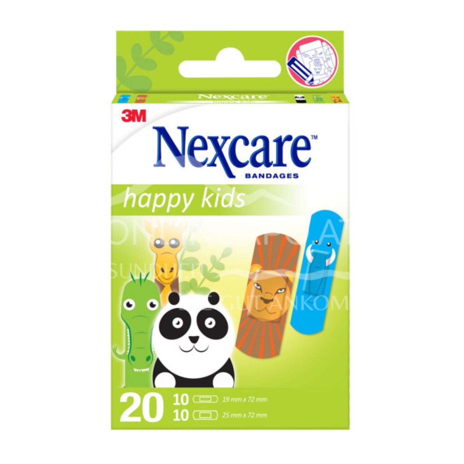 3M Nexcare™ Kinderpflaster Happy Kids Animals, 2 Größen assortiert