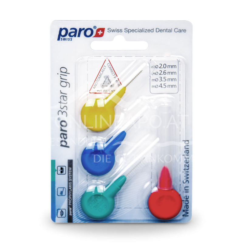 paro® 3Star grip Interdentalbürsten Muster Set, 4 Größen