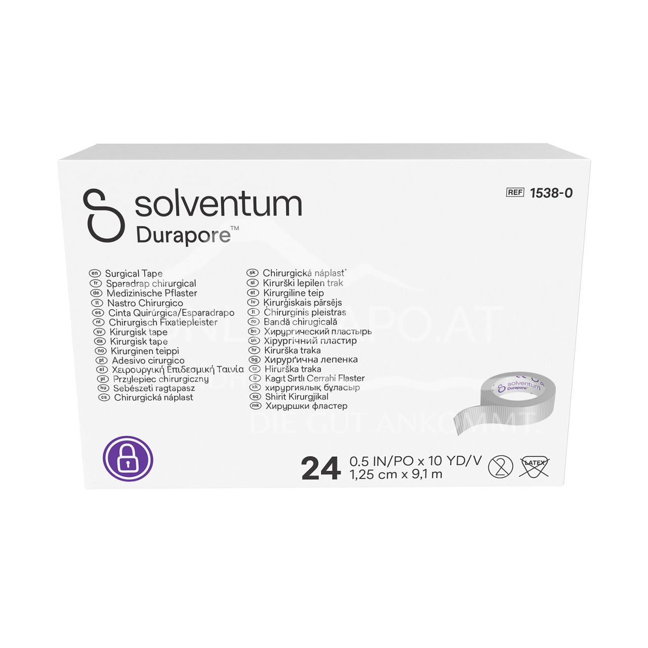 Solventum™ Durapore™ Kunstseidenpflaster, 1538-0, 1,25 cm x 9,1 m