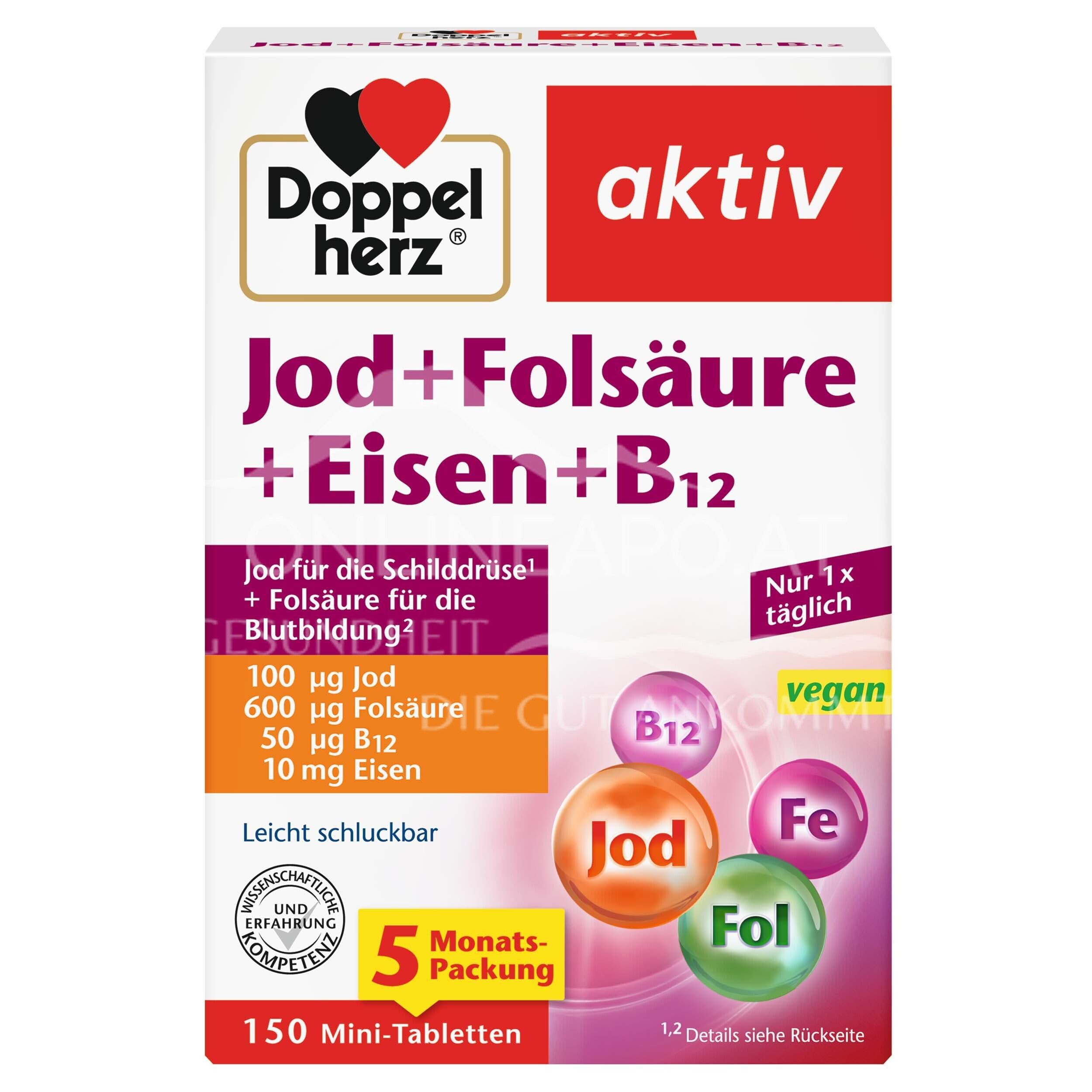 Doppelherz aktiv Jod + Folsäure + Eisen + B12 Tabletten