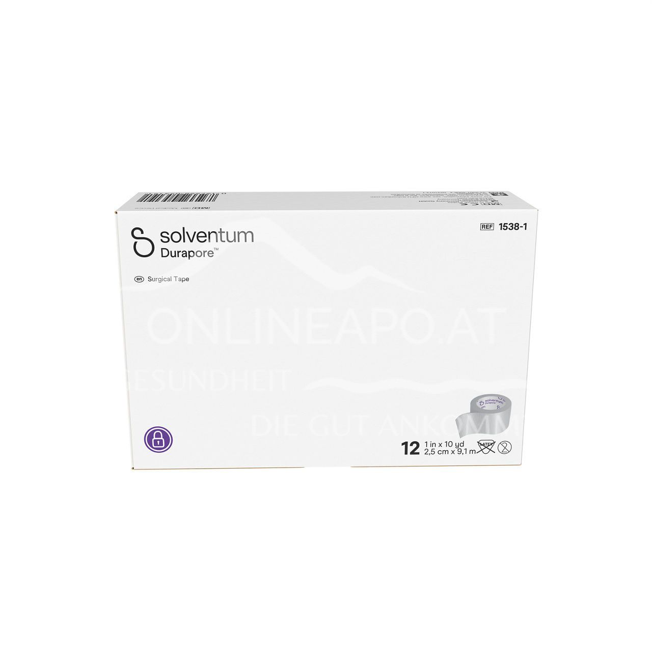 Solventum™ Durapore™ Kunstseidenpflaster, 1538-1, 2,5 cm x 9,1 m