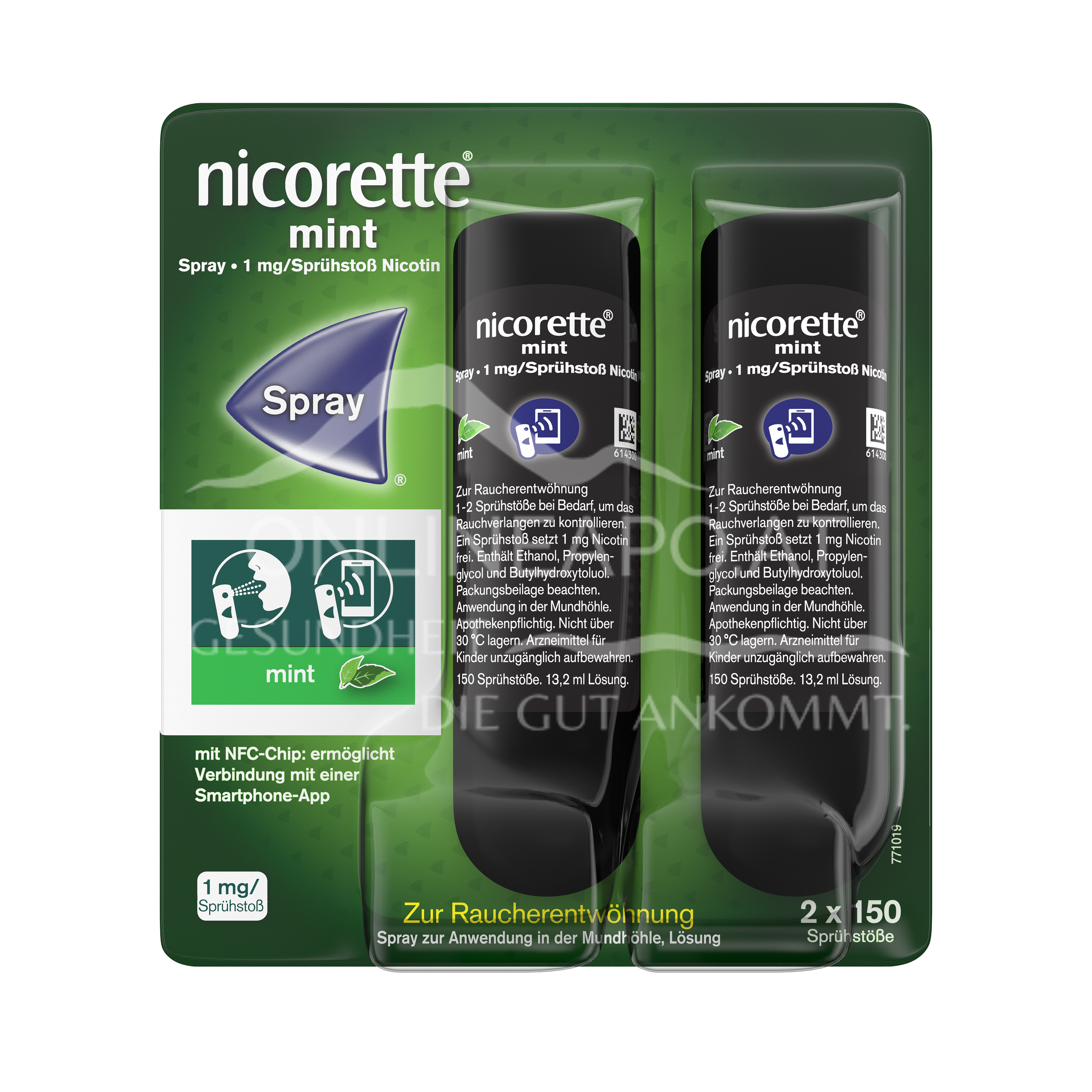 Nicorette Mint Spray 1 mg/Sprühstoß Spray zur Anwendung in der Mundhöhle, Lösung 