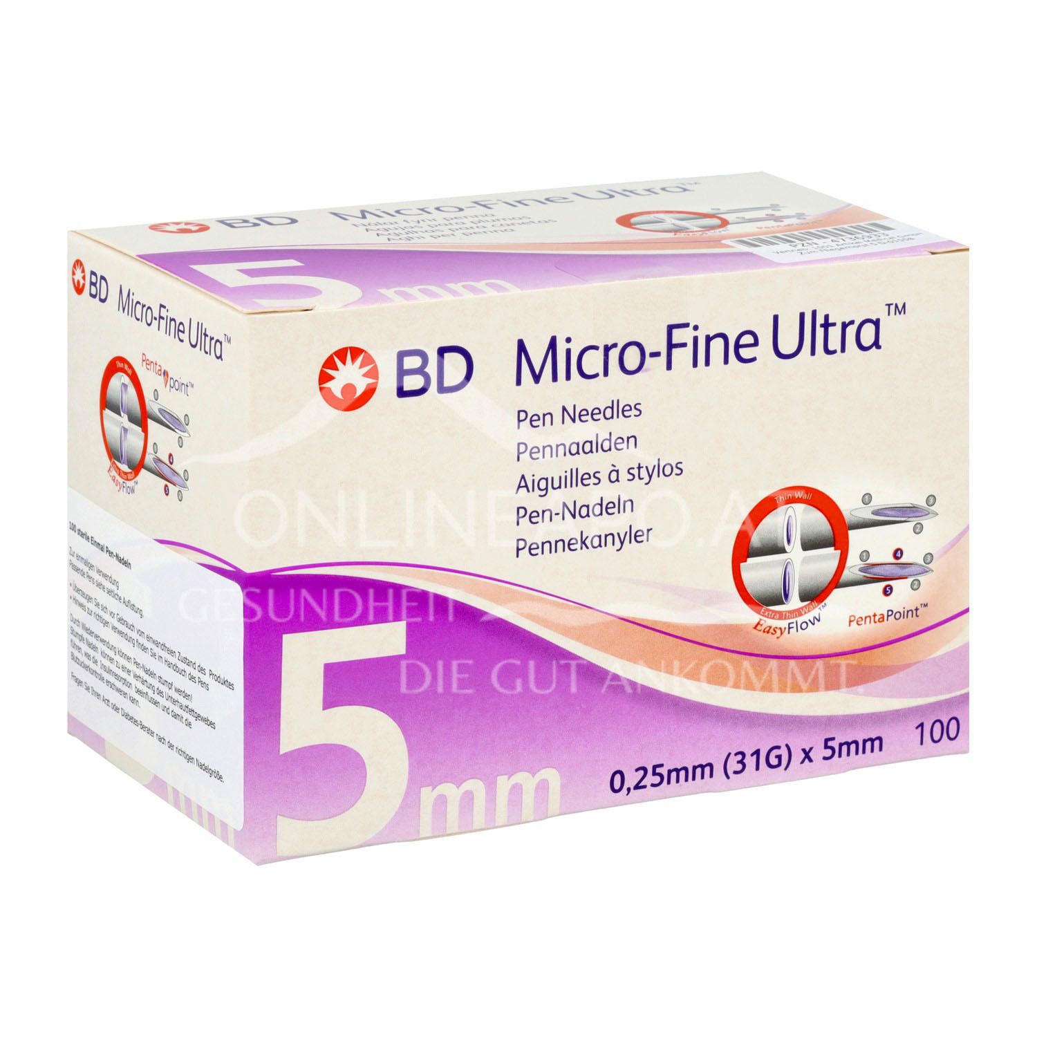 BD Micro-Fine Ultra™ Pen-Nadeln, 31 G, 0,25 x 5 mm