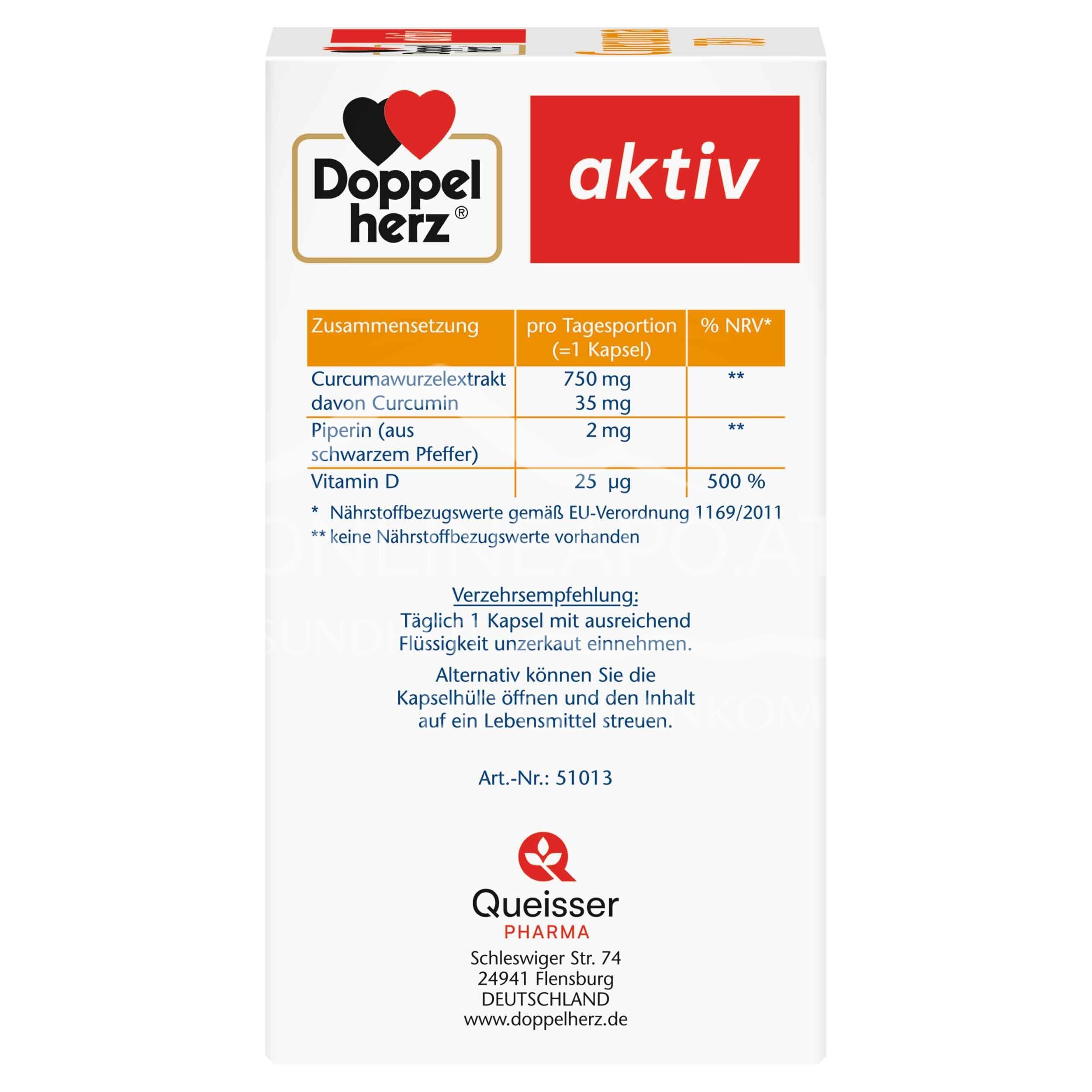 Double Heart Active Curcuma 750 with Curcumin + Vitamin D3 1000 I.U. Capsules
