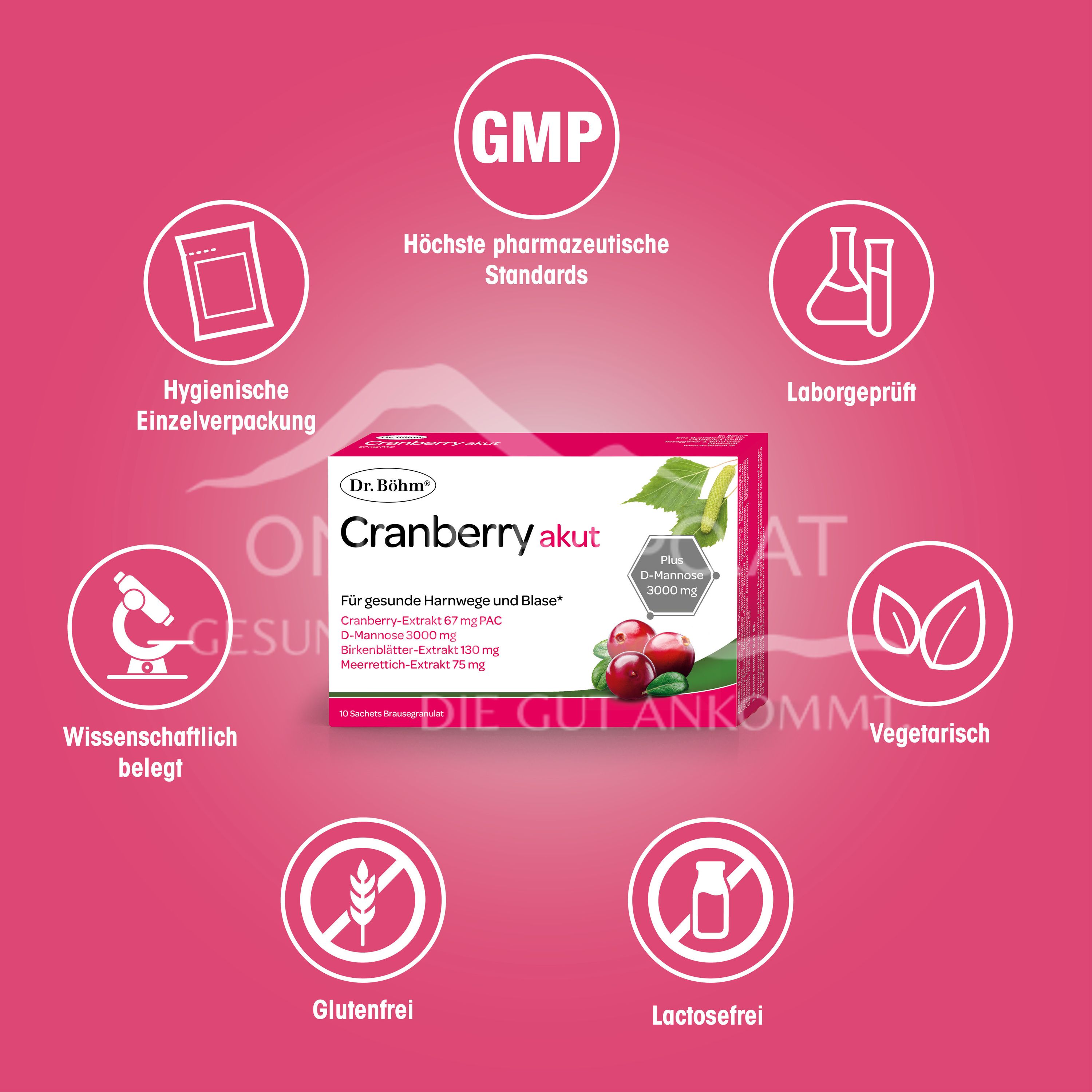Dr Böhm® Cranberry acute effervescent granules