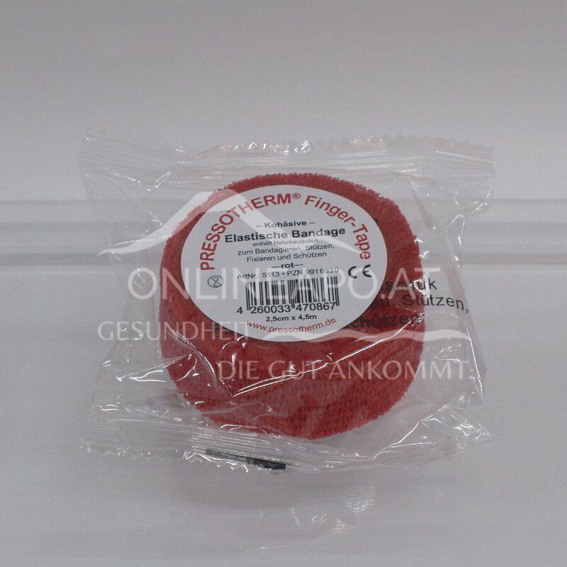 Pressotherm® Finger-Tape Kohäsive Elastische Bandage, 2,5 cm x 4,5 m - Rot