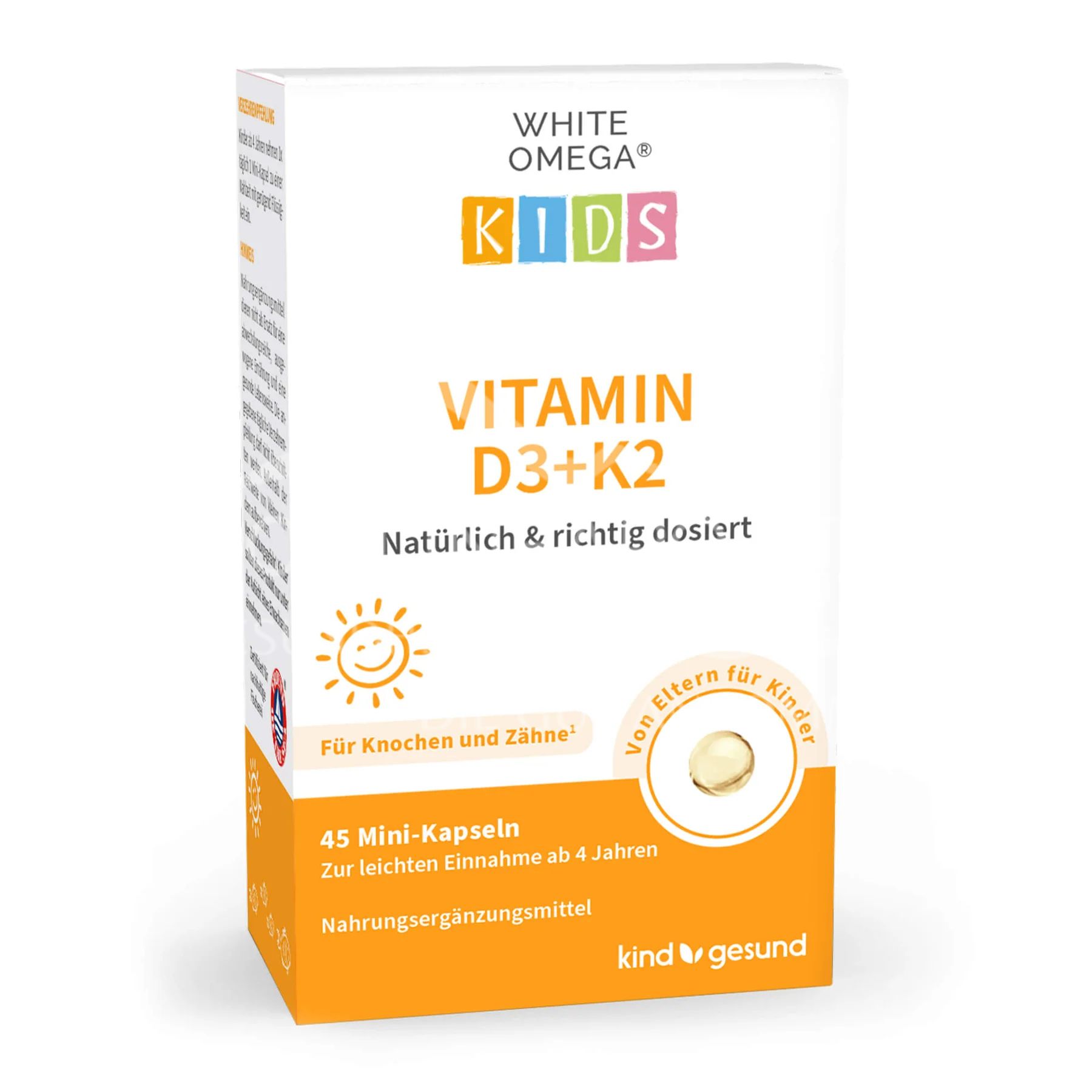 kindgesund WHITE OMEGA® Kids Vitamin D3+K2 Kapseln