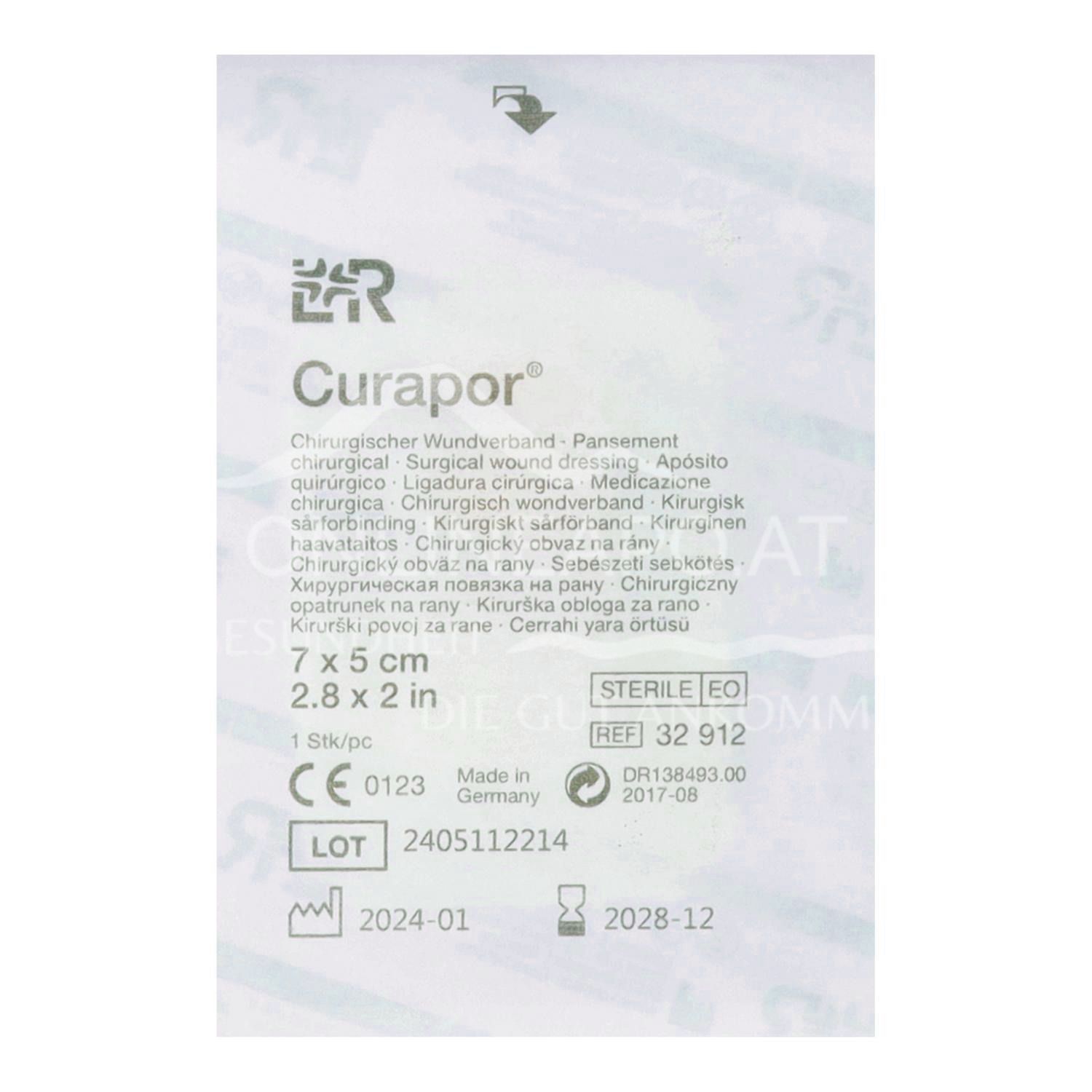 Curapor® Surgical wound dressing sterile, 7 x 5 cm