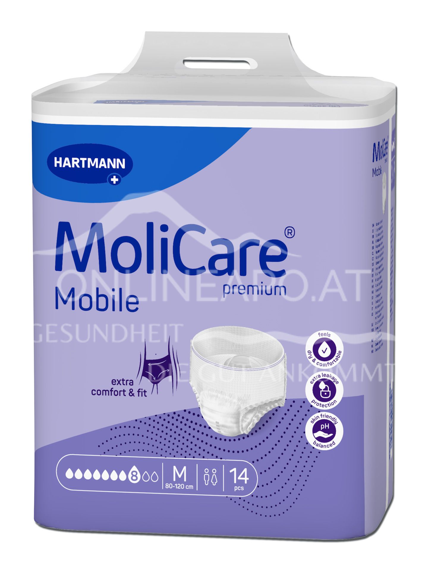MoliCare® Premium Mobile 8 drops disposable incontinence trousers, size M, 80-120 cm