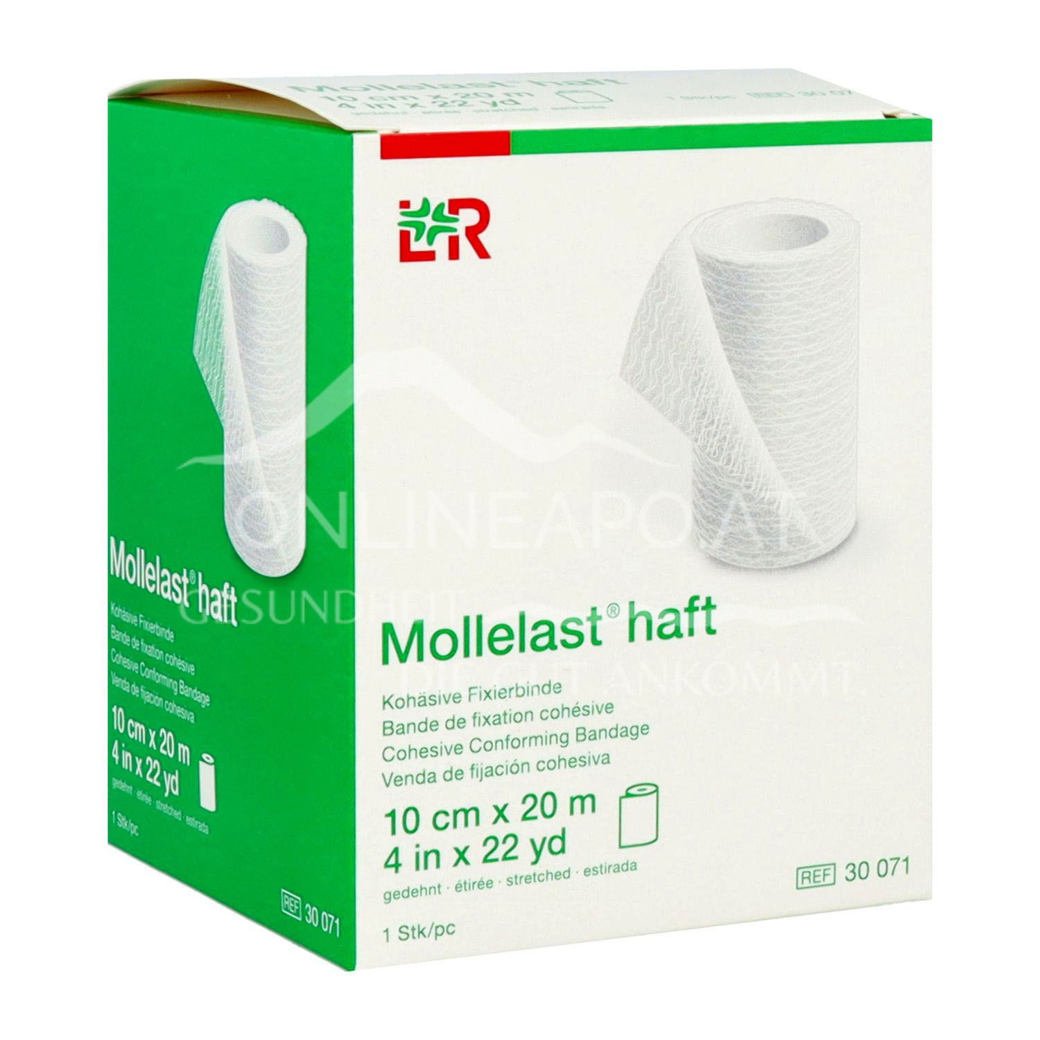 Mollelast® haft Cohesive bi-elastic fixation bandage white, 10 cm x 20 m