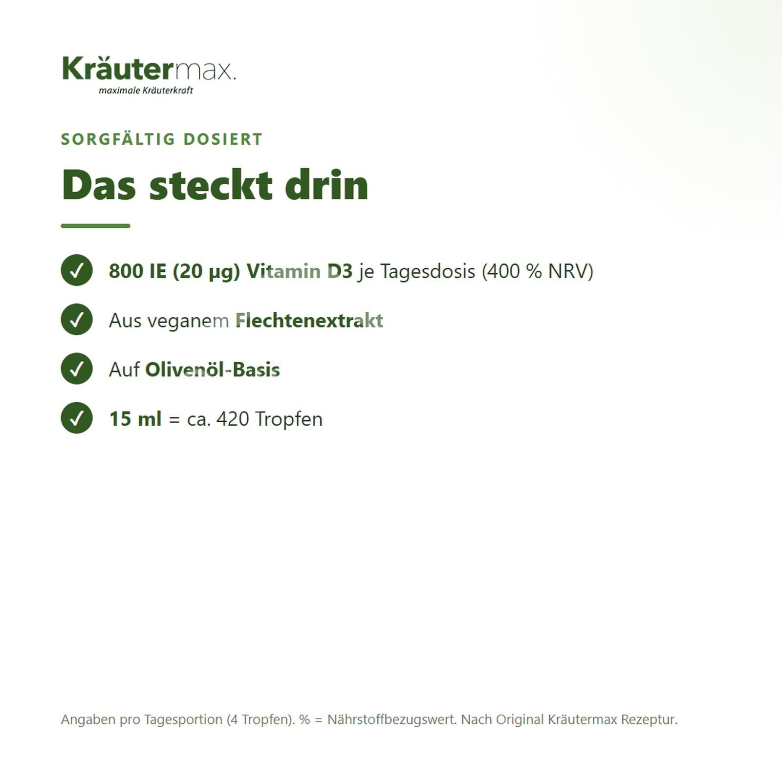 Kräutermax Vitamin D3 IE 800 Vegan Tropfen