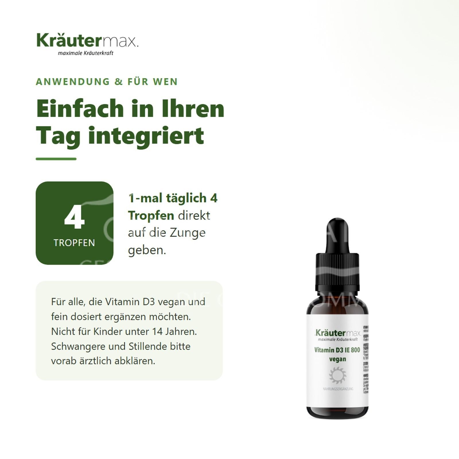 Kräutermax Vitamin D3 IE 800 Vegan Tropfen