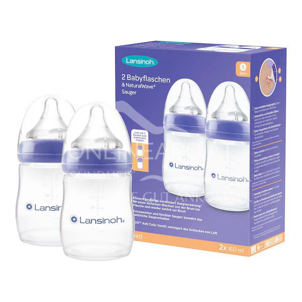 Lansinoh® Babyflaschen mit NaturalWave® Sauger (Größe Small) 2 x 160 ml