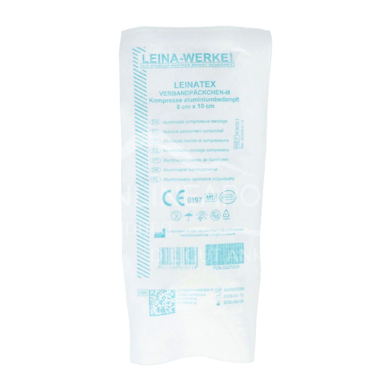 LEINATEX Verbandpäckchen-M einzeln eingesiegelt, steril, 8 x 10 cm