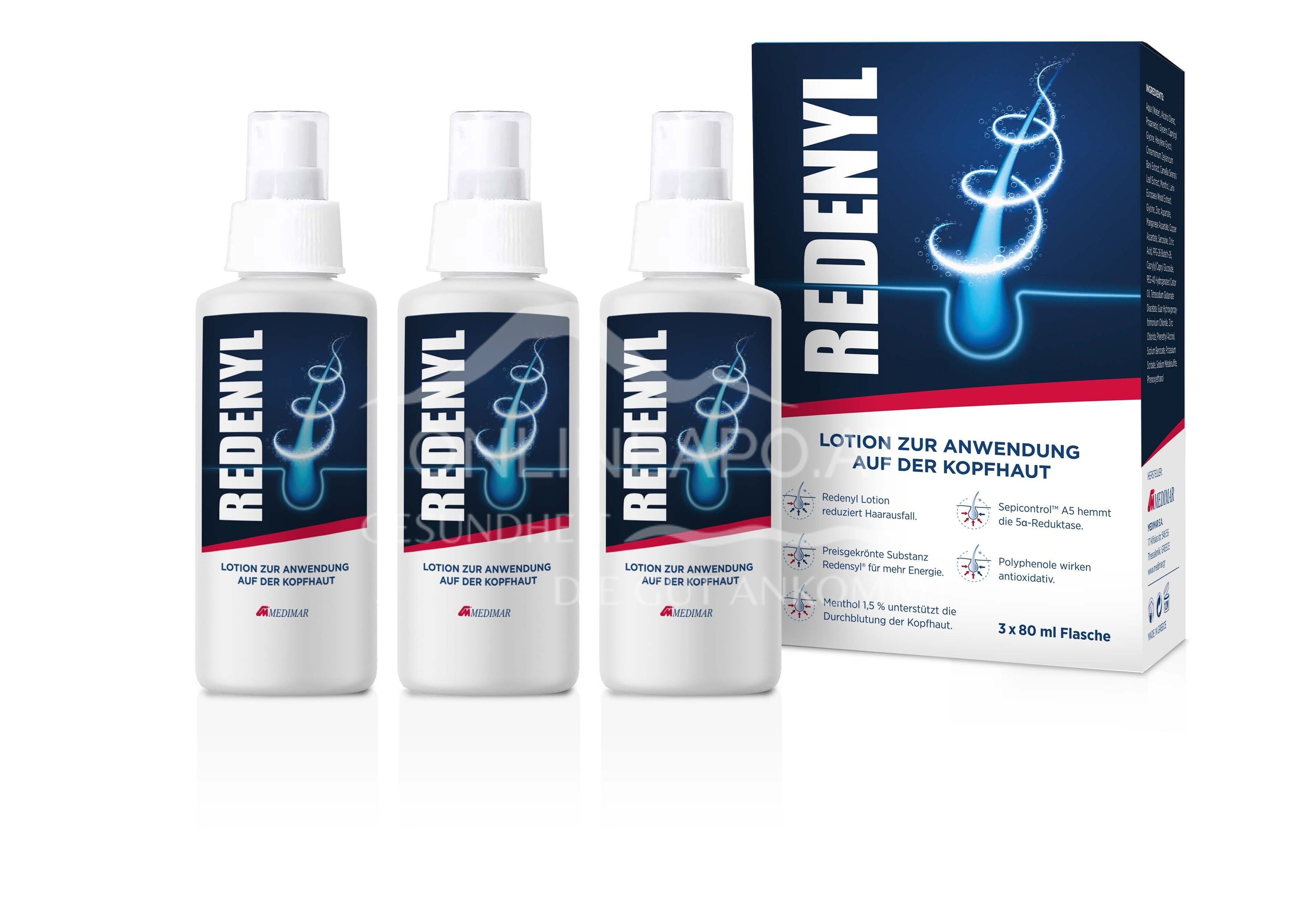 Medimar Redenyl® Lotion zur Anwendung auf der Kopfhaut 3 x 80 ml