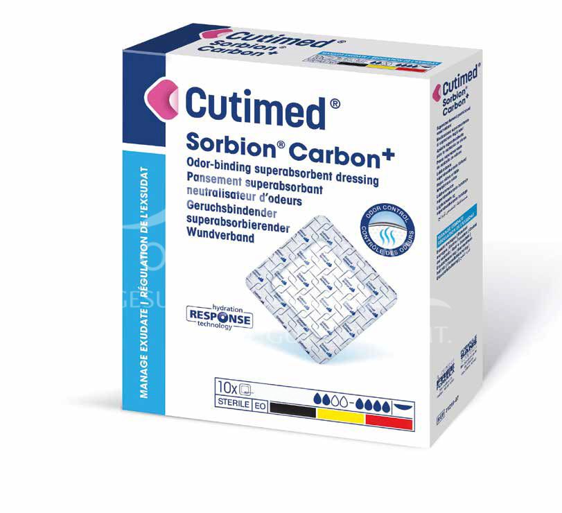 Cutimed® Sorbion® Carbon+ geruchsbindender superabsorbierender Wundverband steril 25 x 35 cm