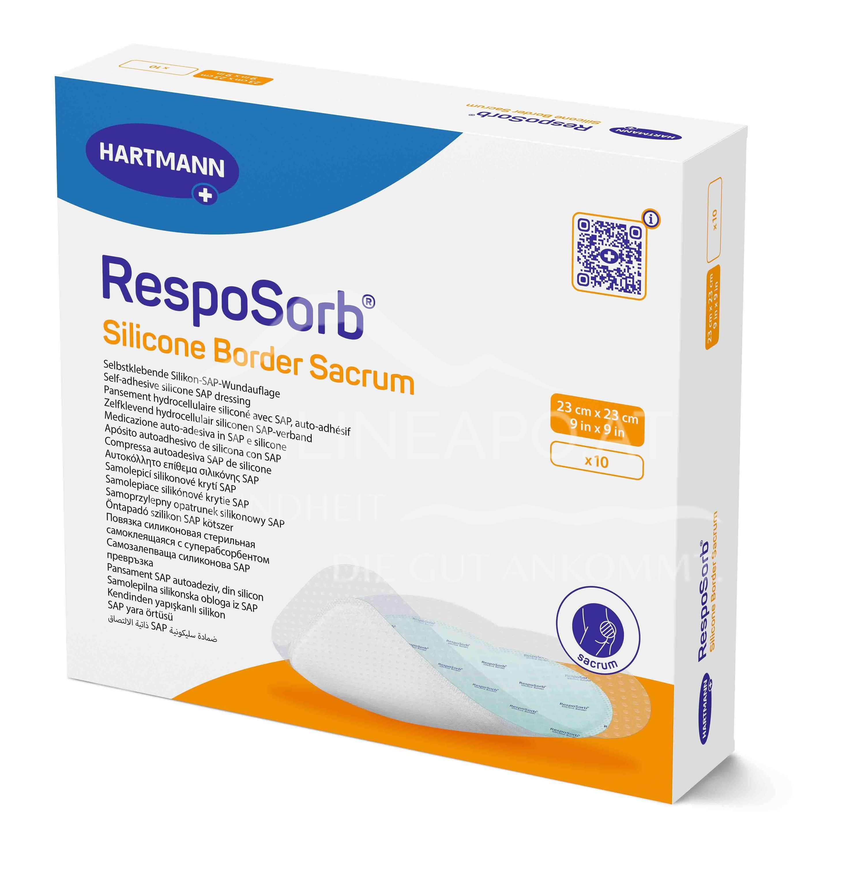 RespoSorb® Silicone Border Sacrum self-adhesive superabsorbent absorbent dressing with silicone wound contact layer sterile, 23 x 23 cm