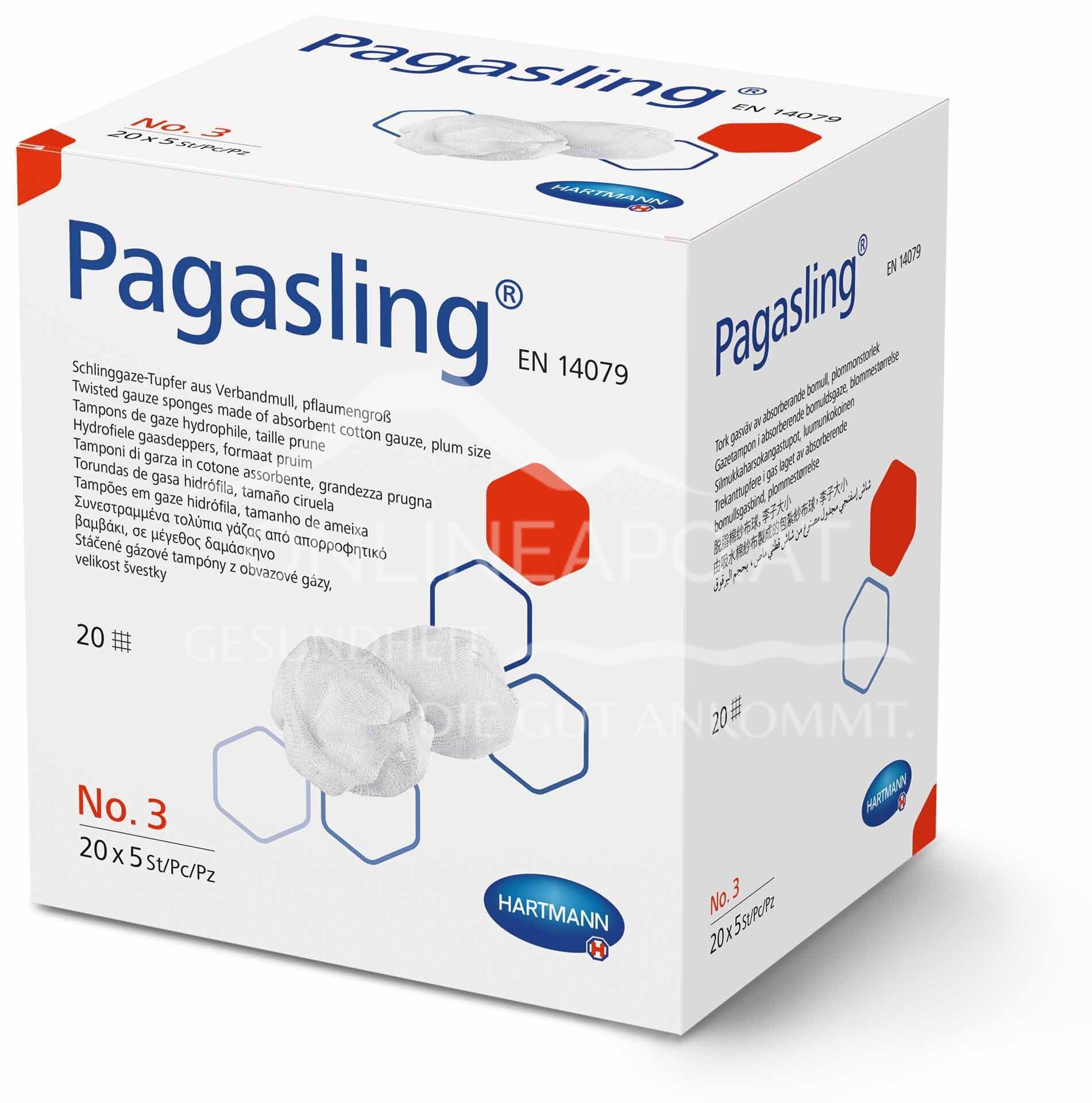 Pagasling® sling gauze swabs made of sterile gauze, size 3 - plum-sized, 20 x 5 pieces