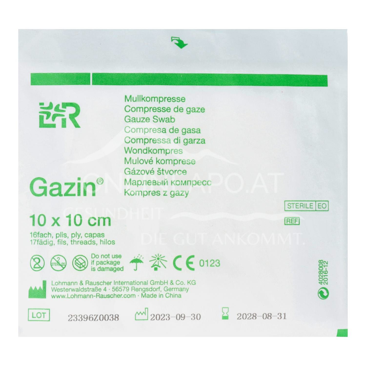 Gazin® Mullkompressen steril, 16-fach, 17-fädig, 10 x 10 cm