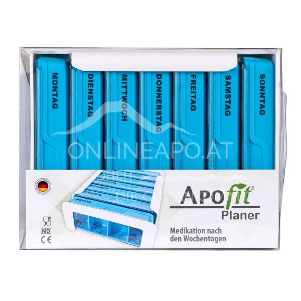 APOfit Weekly Dispenser, 7-compartment planner, blue