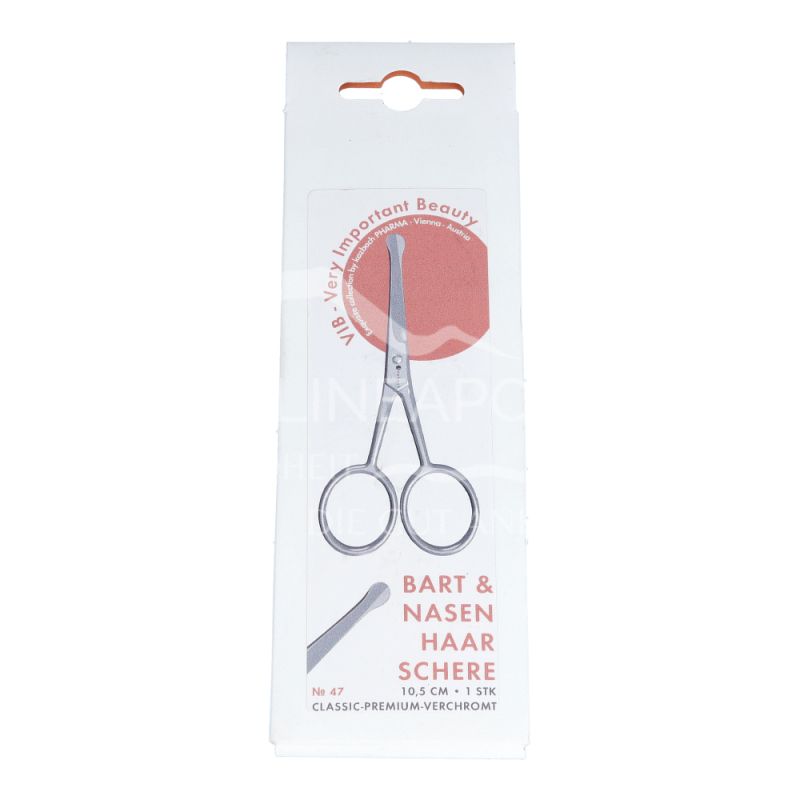 Kozbach Pharma 47 Beard and nose hair scissors, rounded tip, chrome-plated