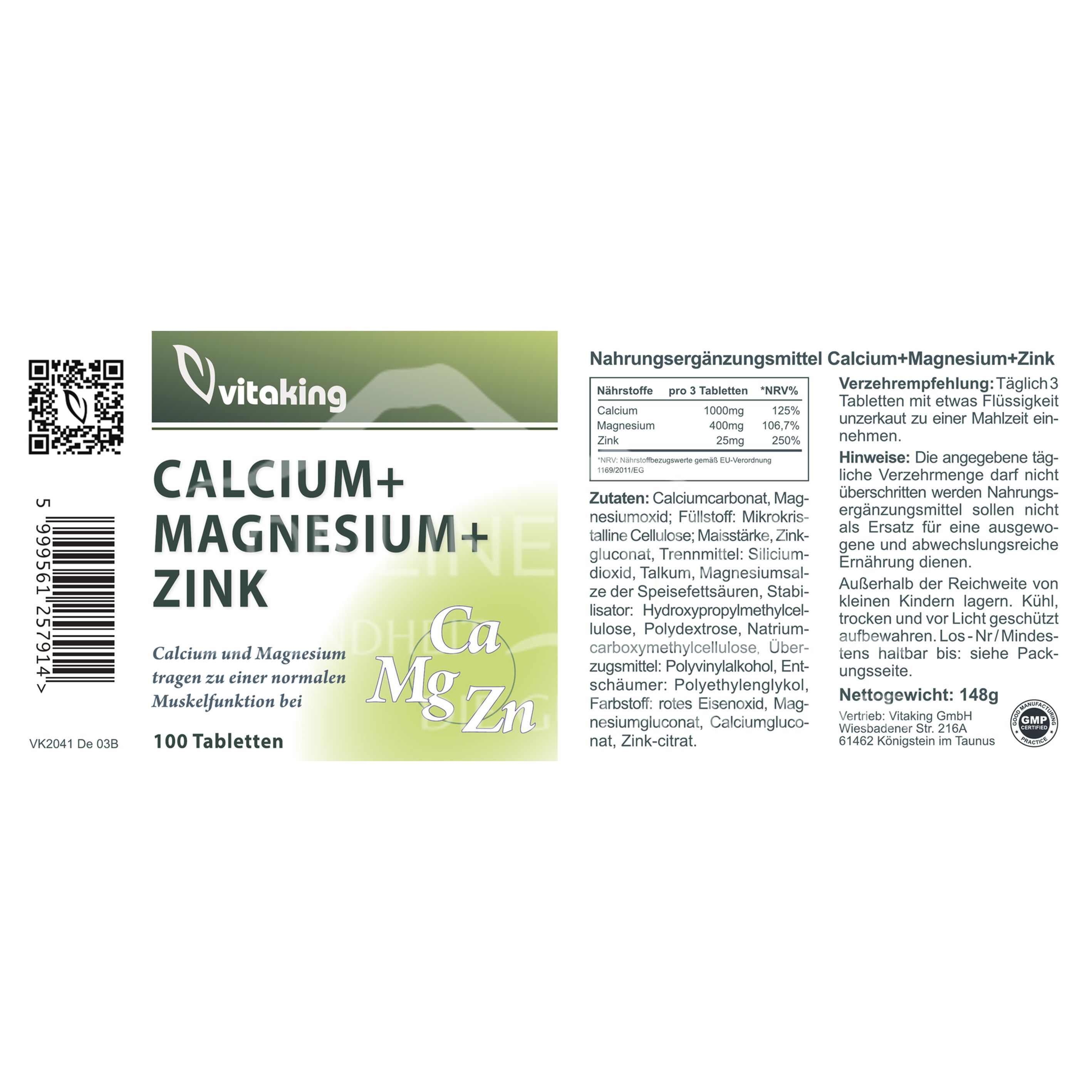 vitaking Calcium-Magnesium-Zink 333/133/8 mg Tabletten