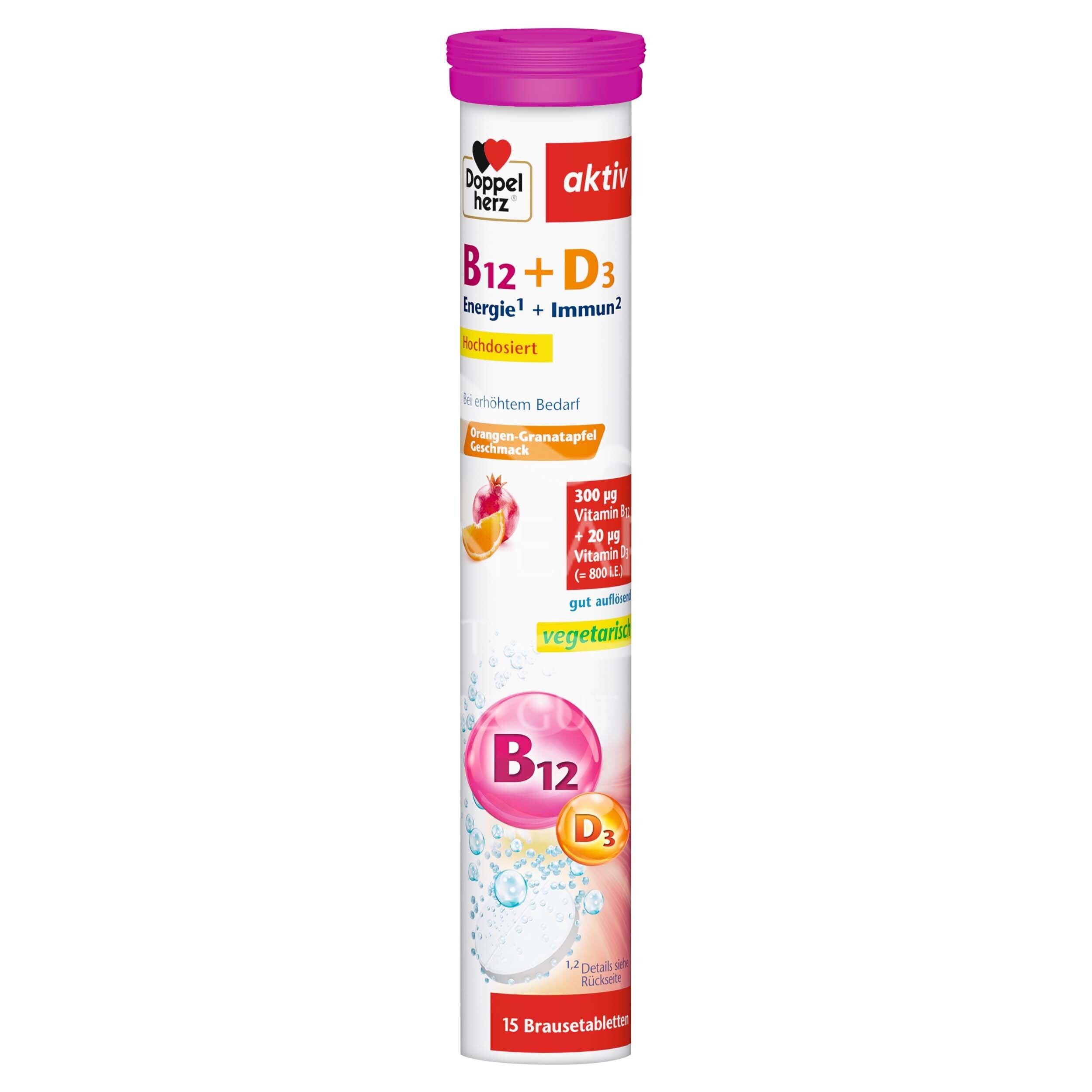Doppelherz aktiv Vitamin B12 + D3 Brausetabletten - Energie + Immun